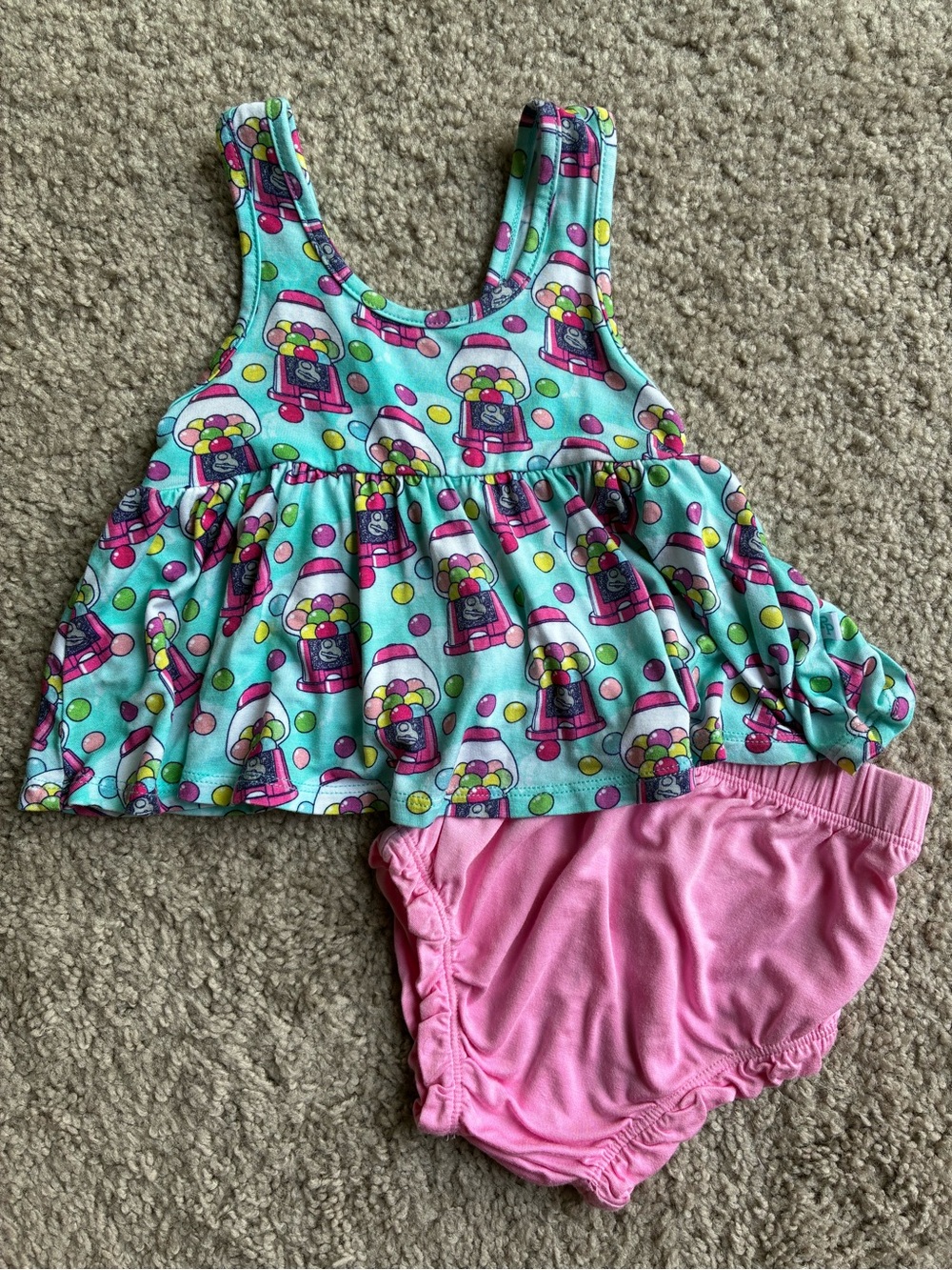 Posh Peanut Bamboo “Poshalicious Gum Sleeveless Peplum Bummie Set 3-6M